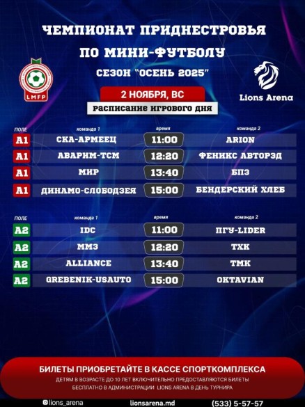 Чемпионат ПМР по мини-футболу Сезон "Осень-2025"